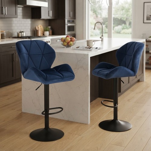 Deluxe blau samt barhocker 2er - blau,